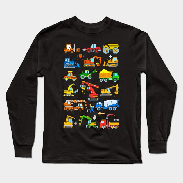 Construction Truck Excavator Long Sleeve T-Shirt by samshirts